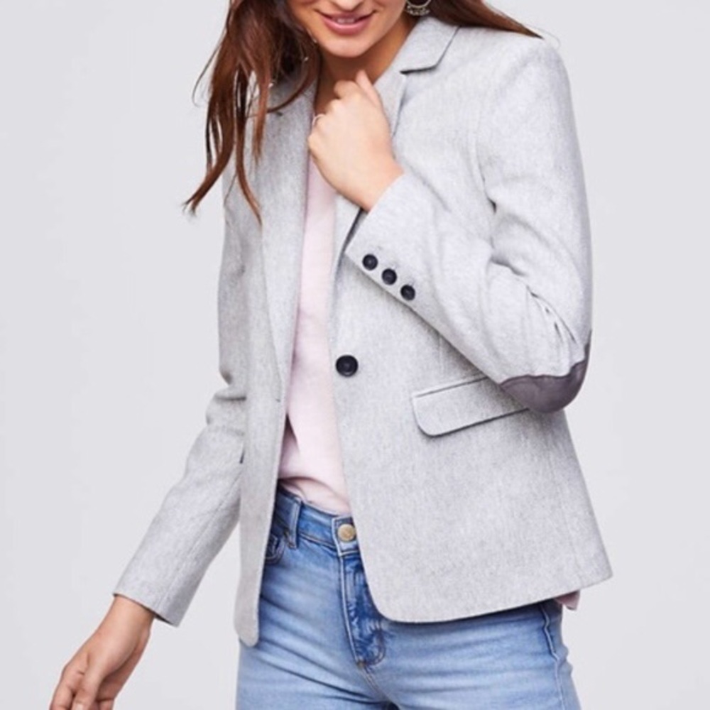 Herringbone Knit Modern Blazer w/ Eblow Patches